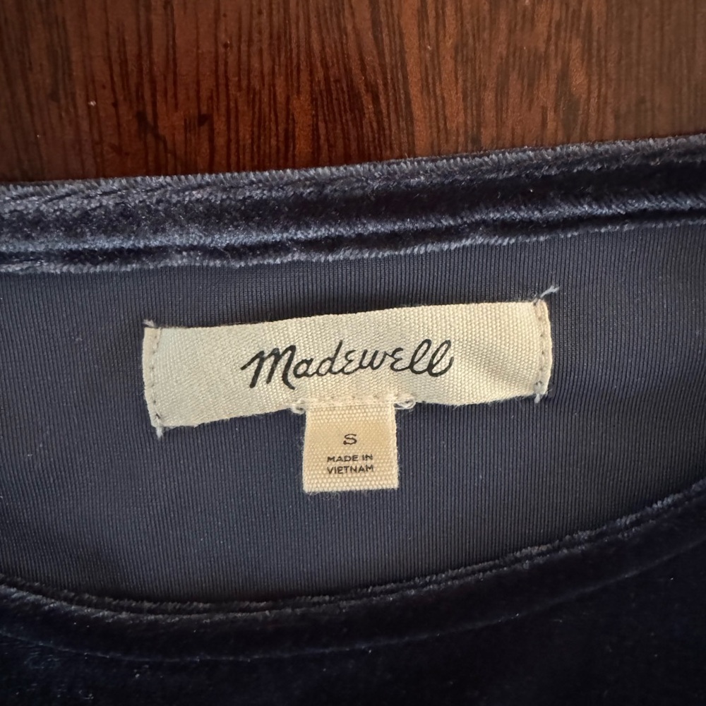 Madewell Deep Blue Velvet Top